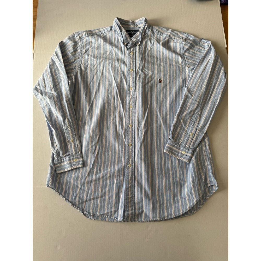 POLO RALPH LAUREN STRIPED CLASSIC FIT SHIRT PINK BLUE MENS SIZE XLT Long Sleeve